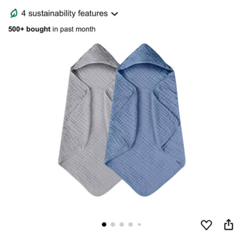 Yoofoss Hooded Baby Towels for Newborn 2 Pack 100% Muslin Organic Cotton Baby Bath Towel with Hood for Babies, Infant, Toddler and Kids, Large 32x32Inch, Soft and Absorbent Newborn Essential
