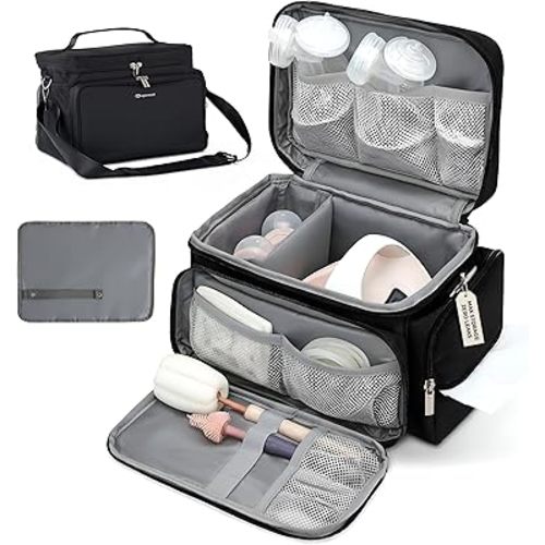 Amazon.com: Breast Pump Bag Fit for Spectra S1 and S2, Wearable Breast Pump Bags with Milk Pack, Pumping Bag with Waterproof Mat for Pump Accessories, Bottle Bags for Travel and Family, Black : Baby