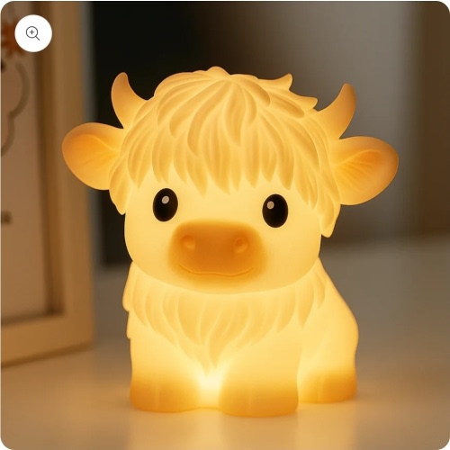 Highland Cow Silicone Squishy LED Night Light - Perfect Gift for Kids – Huggwaii