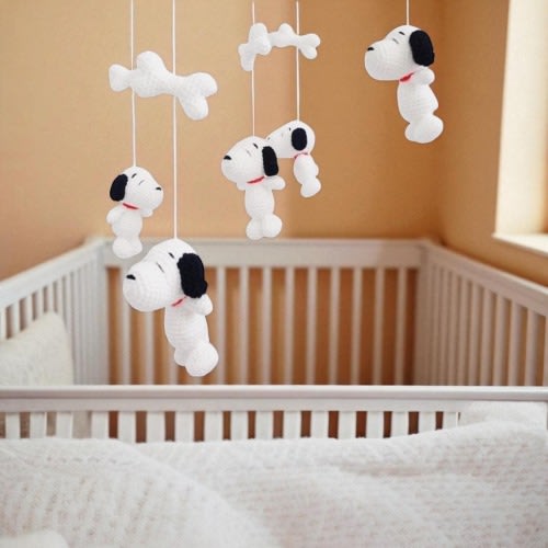 Baby mobile - Amigurumi Snoopy Baby Crib mobile, Snoopy baby mobile, Nursery decor,Snoopy crochet mobile, Dog crochet mobile, Snoopy Gift