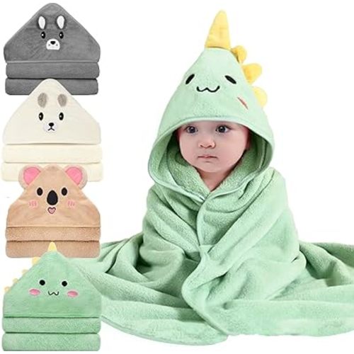 4 Pack Hooded Baby Towels - Premium Ultra Soft Organic Baby Bath Towel – Absorbent and Hypoallergenic Towels for Baby Boy Girl, Toddler, Newborn Essentials