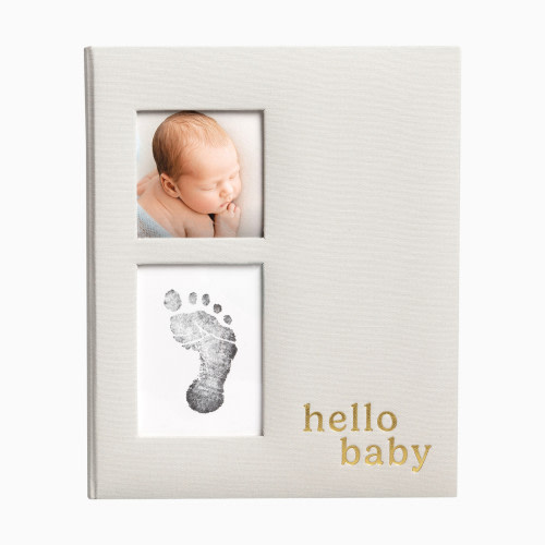 Pearhead Hello Baby Gray Linen Baby Book
