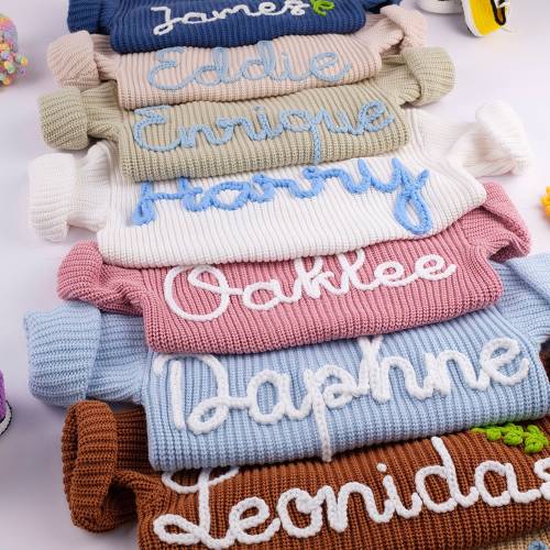 Custom Name Baby Sweaters | Personalized Hand Embroidered Name Baby Sweaters | Unique Baby Sweater | Baby Boy Name Sweater |Baby shower gift