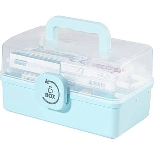 Medication Storage with Portable Handle,First Aid Safe Medication Storage Box for Family Use,3Layers Emergency Medicine Kit Case Organizer for Family,Office and Trave