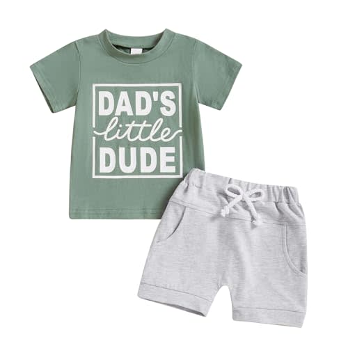 Kupretty Toddler Baby Boy Summer Clothes Letter Graphic Short Sleeve Shirt T-Shirt Tops + Casual Shorts Outfit Set