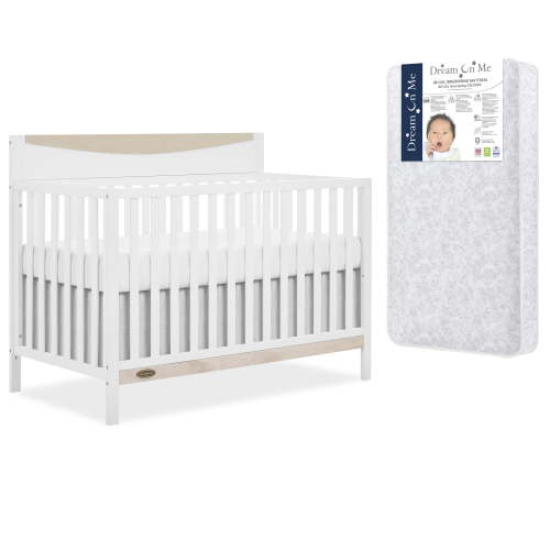 Dream On Me Emerson Convertible Crib in Vintage White Oak with Free Crib Mattress