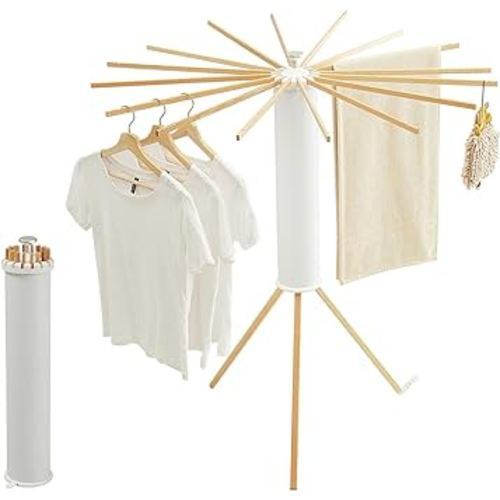 Tripod Clothes Drying Rack, Garment Rack Portable and Foldable Space Saving Laundry Drying Rack - Drying Rack Clothing Floor Folding Balcony Bedroom Household Wooden
