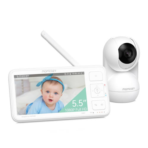 Momcozy Video Baby Monitor, 5.5” 1080P Full HD Baby Monitor with Camera No WiFi, Infrared Night Vision, 5800mAh 120-hrs Battery, ECO, VOX, 2-Way Audio, 1640ft Range, Record and Rewind Locally, BM03