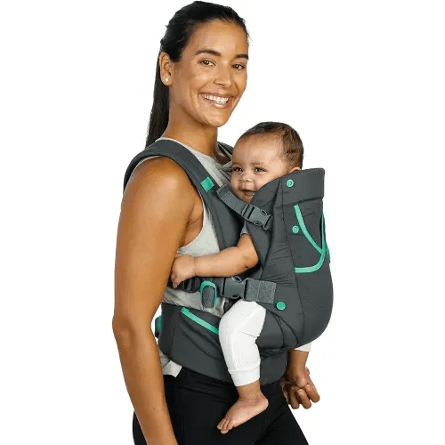 Infantino Carry On Active - Ergonomic Multi-Pocket Infant & Toddler Carrier, 8-40 lbs, with Padded Straps, Lumbar Belt Storage & Pacifier Loop