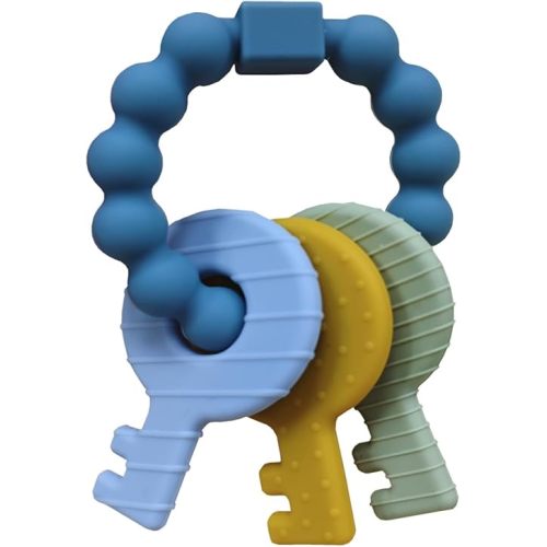 Baby Keys Teether Toys,Silicone Teething Toys for 3+ Months,Teething Keys Toy for Infants-Soft & Raised Texture to Soothe Gums,BPA Free (Deep Blue)