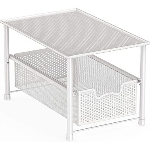 Simple Houseware Stackable Under Sink Cabinet Sliding Basket Organizer Drawer, White