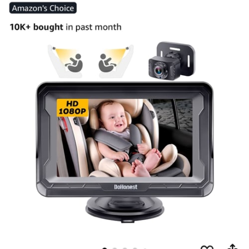 DoHonest Baby Car Camera HD 1080P - Rear-Facing Car Baby Monitor with Night Vision, Adjustable View Angle, Easy Setup, Anti-Glare Display, Safety for Kids & Infants