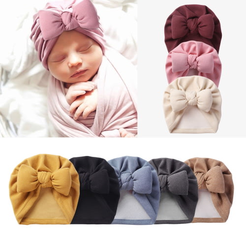 Newborn Baby Girl Hospital Hat Infant Caps Bow Baby Beanie Hats for Girls Spring Summer 0-36 Months