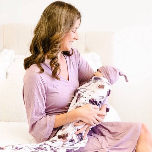 Bamboo Knit Maternity Robe | Solids- Dusty Purple