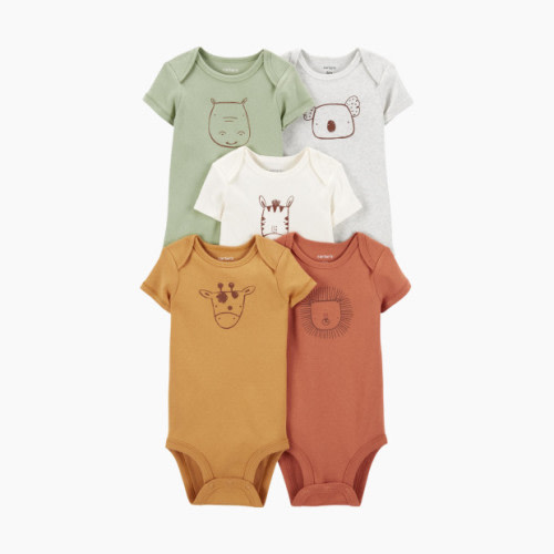 Carter's 5-Pack Short-Sleeve Bodysuits - Earth Tone, 0-3 M