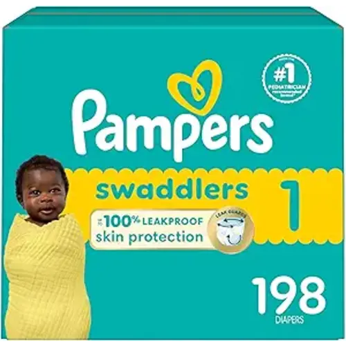 Pampers Baby Diapers - Swaddlers - Size 1, 198 Count, Ultra Absorbent Disposable Infant Diaper