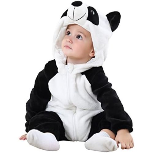 MICHLEY Unisex Baby Animal Costume Winter Autumn Flannel Hooded Romper Cosplay Jumpsuit