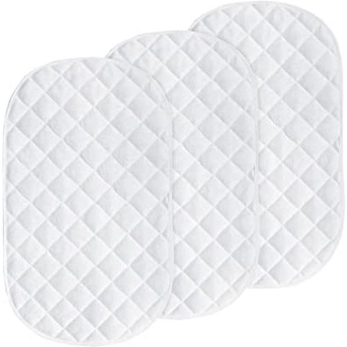 Changing Pad Liner Bassinet Liner Waterproof, Warm On Baby's Back Bamboo Terry Thick Cushion 3 Count (15"X26.5", White), Washable and Reusable Changing Mats, Bassinet Mattress Pad Liner