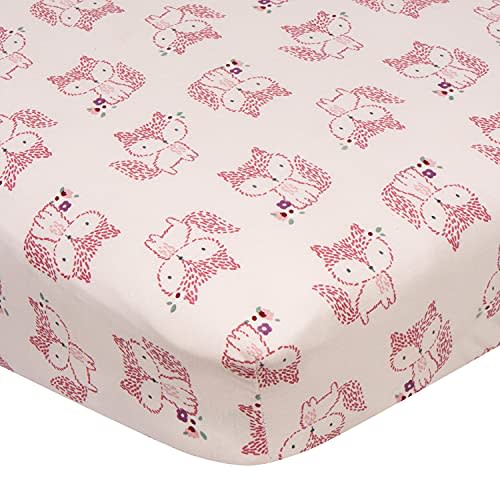 Gerber Baby Boys Girls Neutral Newborn Infant Baby Toddler Nursery 100% Cotton Fitted Bedding Crib Sheet, Foxes Pink, 28" x 52