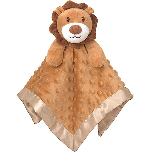 BEILIMU Baby Security Blanket Lion Soft Minky Dot Fabric with Silky Satin Backing Baby Snuggle Toy Animal Baby Blanket for Infant and Toddler Brown 13.5 Inch
