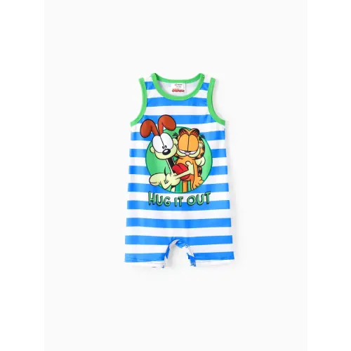 Garfield Baby Boy Colorblock Striped/cat Print Romper