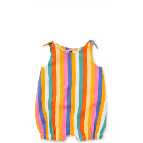 9-12M | Baby Sleeveless Tie Shoulder Romper, Lamu Sunset Stripe - Tea Collection Rompers | Maisonette