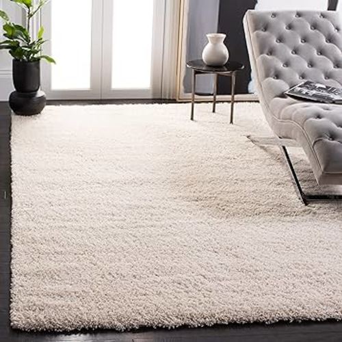 SAFAVIEH California Shag Collection Area Rug - 5'3" x 7'6", Ivory, Non-Shedding & Easy Care, 2-inch Thick Ideal for High Traffic Areas in Living Room, Bedroom (SG151-1212)