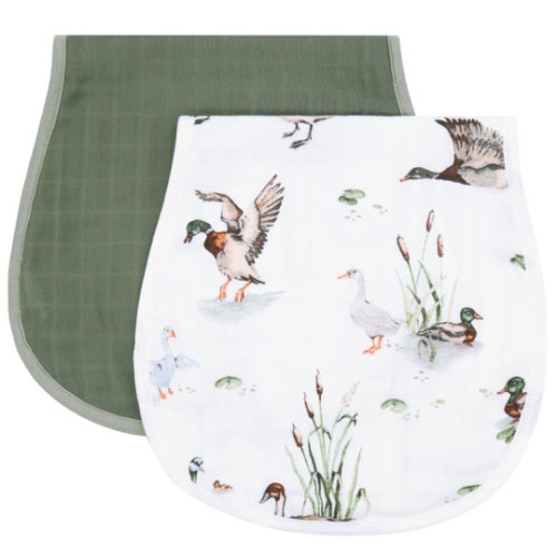Burp Cloths - Mallard Duck & Olive