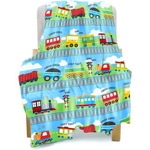 BOOPBEEP Train Blanket for Boys Girls, Kids Toddler Blankets for Nap Daycare Small Soft Warm Plush Fleece Birthday Throw 40x50