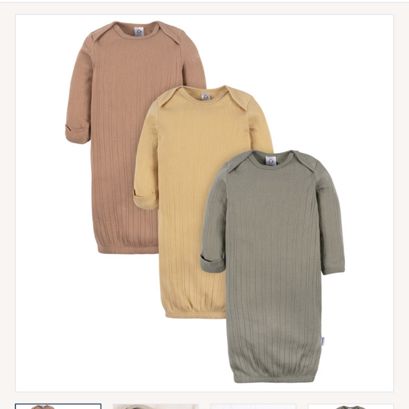 3-Pack Baby Neutral Earth Tones Lap Shoulder Gowns – Gerber Childrenswear