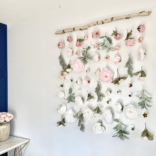 Flower wall hanging, Hanging Flower backdrop, Flower curtain, floral backdrop, Boho flower hanging, photobooth backdrop, wedding backdrop