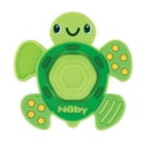 Nuby Teethe N' Pop Sensory Play Teether for Infants, Green Turtle Design
