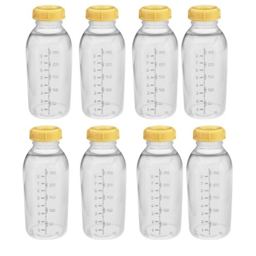 Medela Breastmilk Collection Storage Feeding Bottle with Lids-8 Pack (8 Bottles and 8 Lids)w/lid 8oz /250ml
