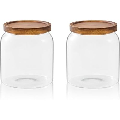 Sweejar Glass Jars for Laundry Room Organization, Half-Gallon Laundry Pods Container, Glass Food Storage Jars with Airtight Lid, 2 Pack, Press Lid