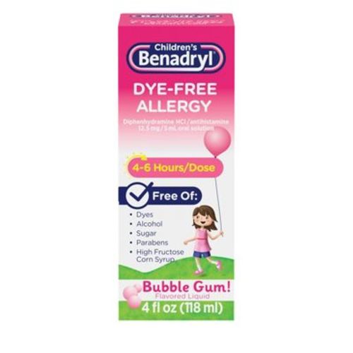 Children's Benadryl Dye-free Diphenhydramine Allergy Liquid - Bubble Gum - 4 Fl Oz