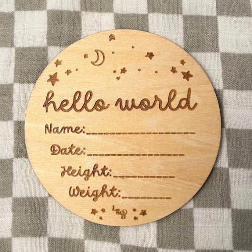 Hello World Baby Announcement Sign, 100% Beech Wood Baby Sign, Baby Photo Prop, Nursery Decoration - Etsy