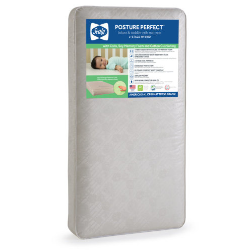 Sealy Baby Posture Perfect 2-Stage Waterproof Baby Crib Mattress and Toddler Bed Mattress - Hybrid Memory Foam & 150 Premium Coils - 52"x28" & Reviews | Wayfair