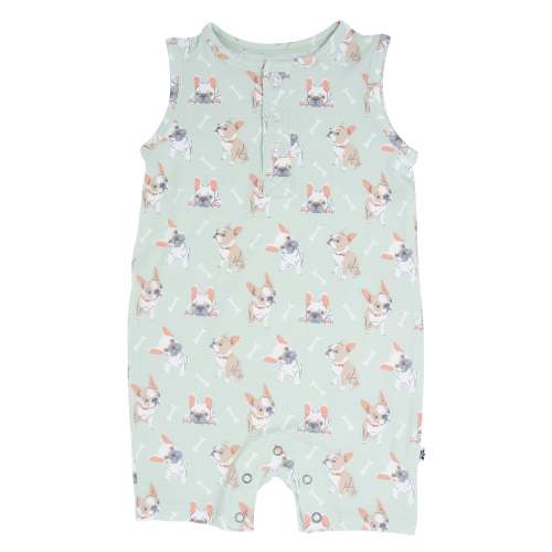 Mint Frenchie Puppy Tank Romper