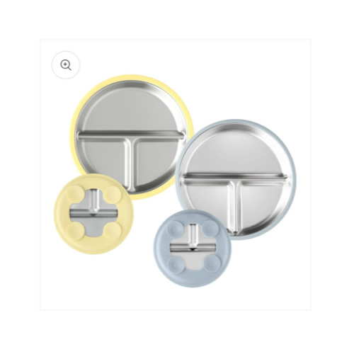 Stainless Steel Plate Set of 2 (Butter Yellow & Baby Blue)