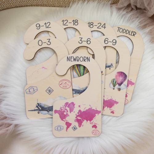 World Map Clothing Dividers, Adventure Baby Clothing Divider, Wood Wardrobe Divider, Nursery Closet Divider, Adventure Nursery Theme T4