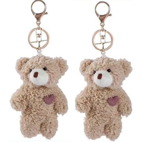 2Pcs Brown Bear Plush Keychain,Stuffed Animals Bag Pendant, Plush Rabbit Keychain,DIY Trinket Dog Plush Keyring Car Keychains Accessories