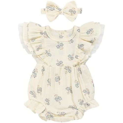 TITKKOP Ruffle Bubble Romper for Baby Girl | One-Piece Shorts Jumpsuit | Summer Outfit & Dress for Infants 0-18M