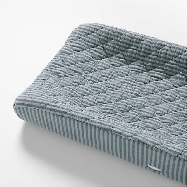 Supersoft Deep Indigo Striped Organic Cotton Gauze Baby Changing Pad Cover