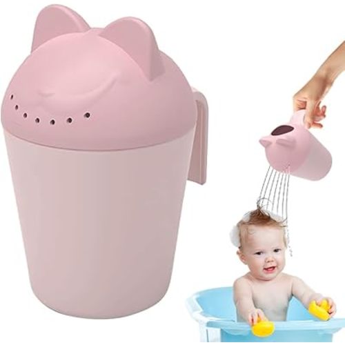 Baby Rinse Cup, Cute Cartoon Cat Baby Bath Rinser Baby Rinser Pail Shampoo Rinser, Newborn Bath Shower Wash Hair Cup for Bath and Shower