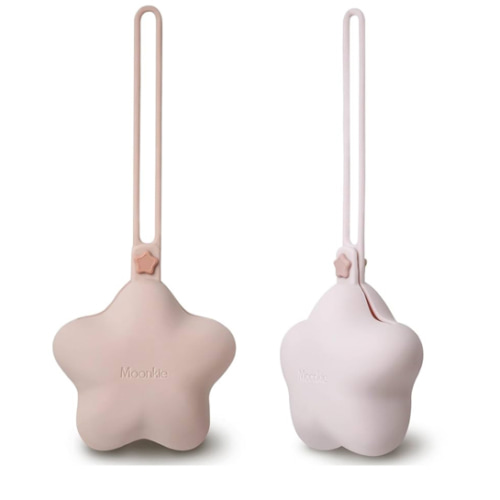 Moonkie Silicone Pacifier Holder Case, Cute Portable Pacifier Storage Case, 2 Pack