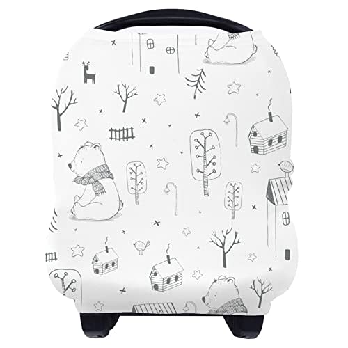 Yoofoss Nursing Cover Breastfeeding Scarf - Baby Car Seat Covers, Infant Stroller Cover, Strechy Carseat Canopy for Boys and Girls (Bear)