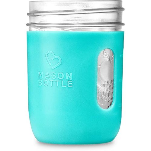 Mason Bottle 8oz Silicone Sleeve (1-Pack) - Regular Mouth Sleeve - Non-Toxic, Dishwasher Safe for Extra Grip & Protection - Made in USA (Jar NOT Included)