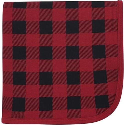 Touched by Nature Unisex Baby Organic Cotton Swaddle, Receiving and Multi-purpose Blanket, Buffalo Plaid, One Size