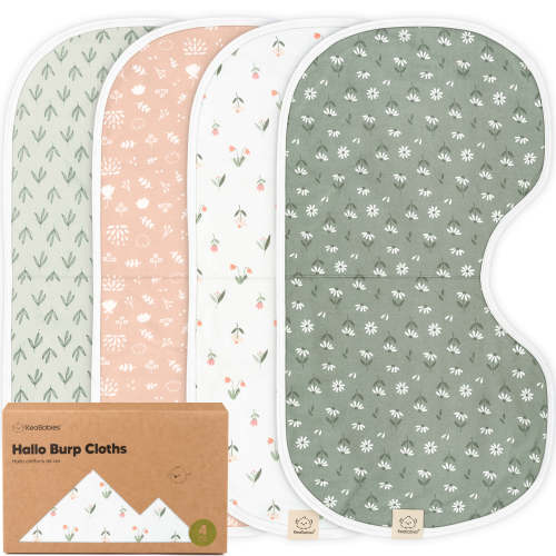4-Pack Hallo Burp Cloths - Fleur / One Size