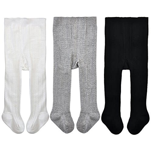 EPEIUS Baby Girls Tights Cable Knit Leggings Stockings Cotton Pantyhose for Newborn Infants Toddlers 3/6 Pack